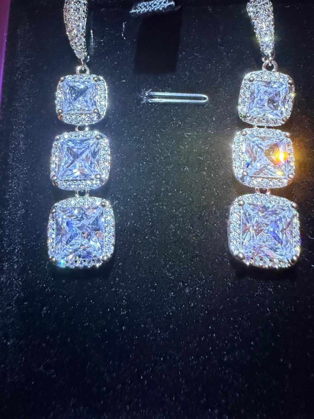 White Sapphire Drop Earrings: Graduated Gemstones, 14kt White Gold/Silver